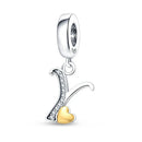 Charm con letras de corazón de oro